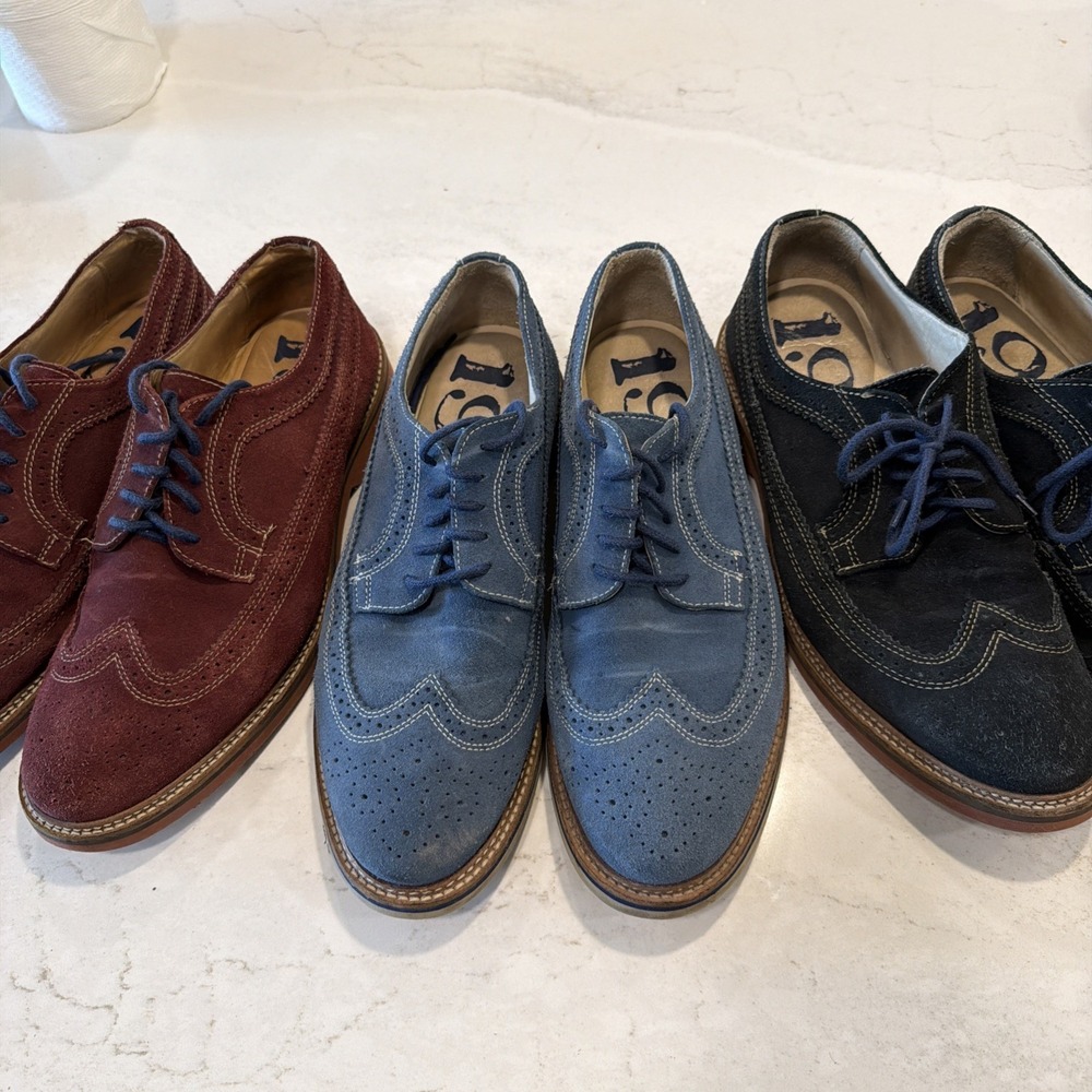 THREE PAIR 1901 Nordstrom Mens Suede Leather Oxford Wingtip Shoes Sz 10.5 NICE